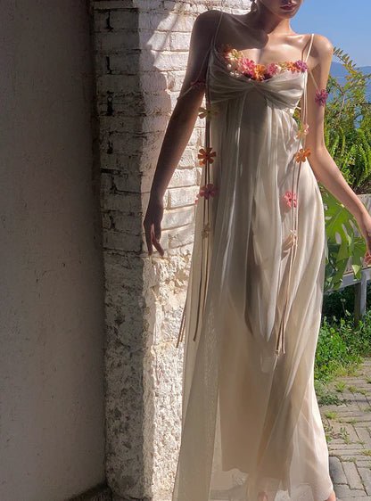 Bohemian Long Beach Dress for Women Chic and Elegant Outfit with Spaghetti Straps Princess Evening Gowns
