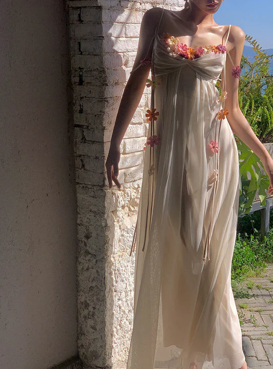 Bohemian Long Beach Dress for Women Chic and Elegant Outfit with Spaghetti Straps Princess Evening Gowns