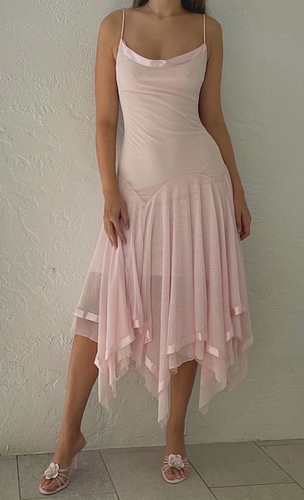 girlhomeshops--Pink Spaghetti Strap Long Ruffled Chiffon Prom Dress gh5681