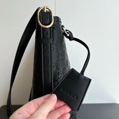 Gucci Gg Emblem Small Shoulder Bag In Black Gg  26Cm