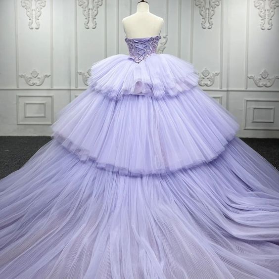 Quinceanera Dress Ball Gown Crystal Purple Prom Dresses
