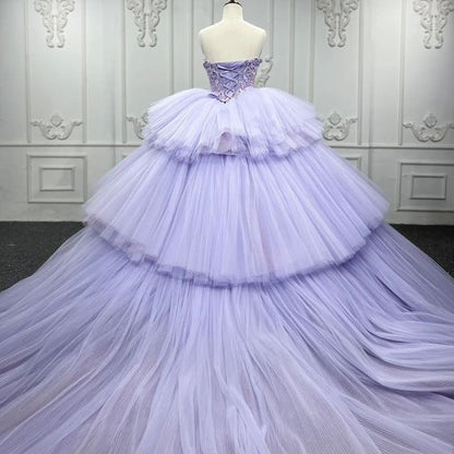 Quinceanera Dress Ball Gown Crystal Purple Prom Dresses