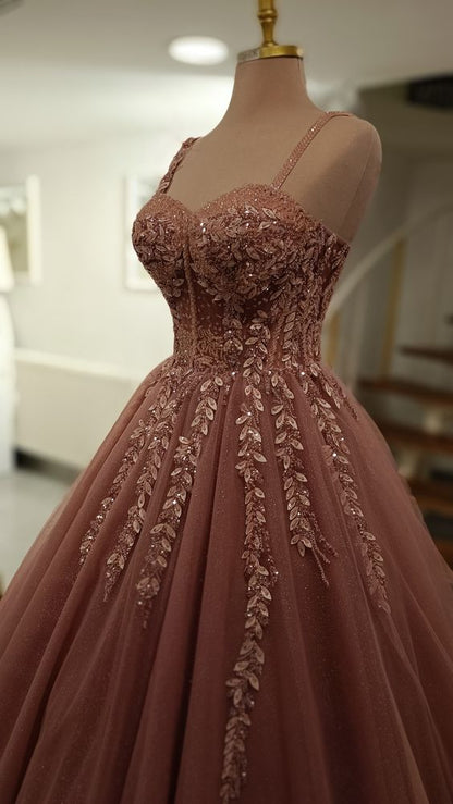 A line Straps Tulle Prom Dress Birthday Party Dress Formal Occasion Gowns