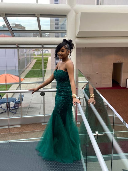 Elegant Green Meramid Prom Dress Women Evening Party Fashion Gown