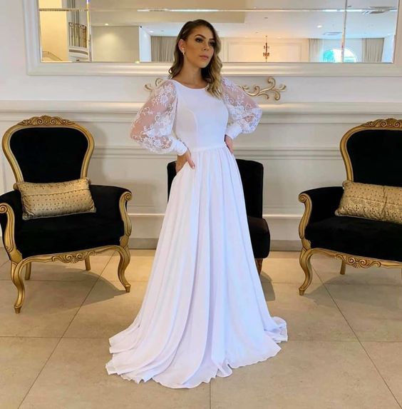 White Prom Dresses A Line Party Gown for Women
