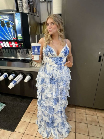 floral prom dress Long Prom Dress Senior prom gown