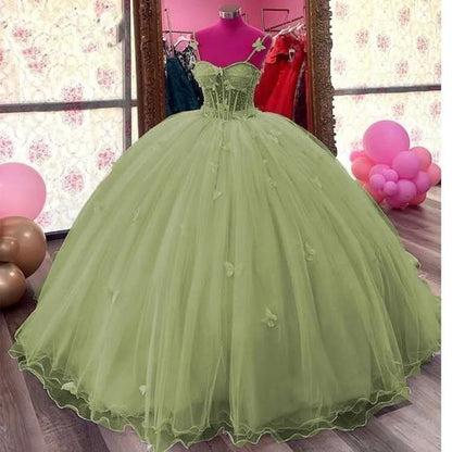Tulle Princess Dress With Butterflies Ball Gown Porm Dress Sweet 16 Dress