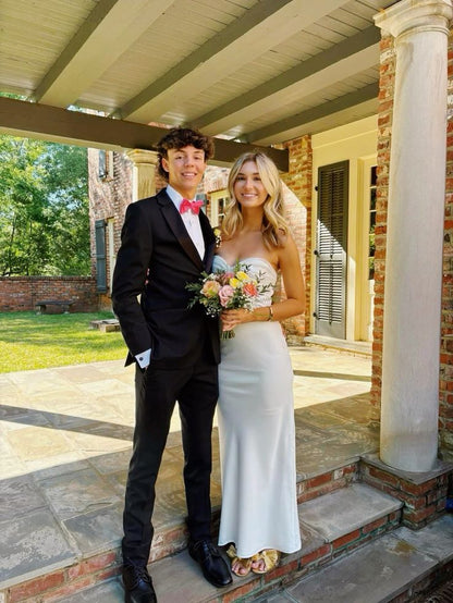 Strapless White Prom Dress Senior prom gown