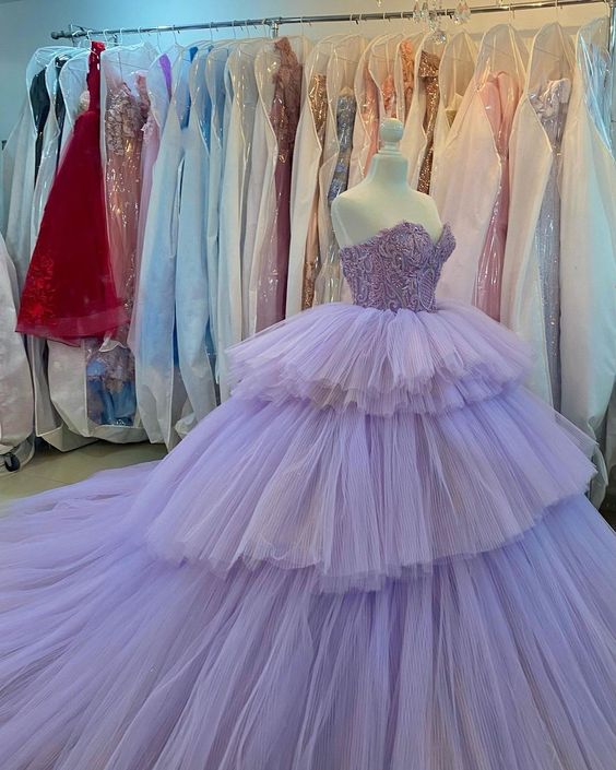 Quinceanera Dress Ball Gown Crystal Purple Prom Dresses