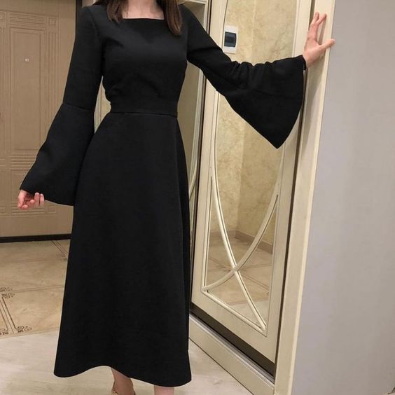 Elegant Black Prom Dresses A Line Ankle Length Party Gown for Women