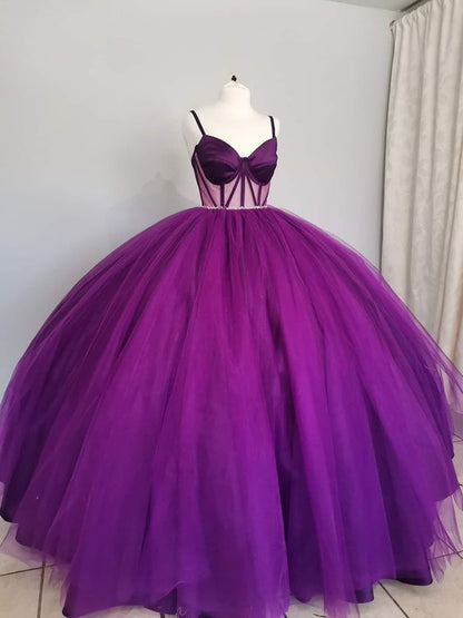 A line Purple Quinceanera Dresses Girls Sweet Birthday Party Ball Gown Dress