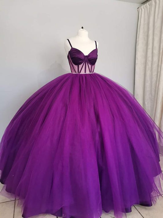 A line Purple Quinceanera Dresses Girls Sweet Birthday Party Ball Gown Dress