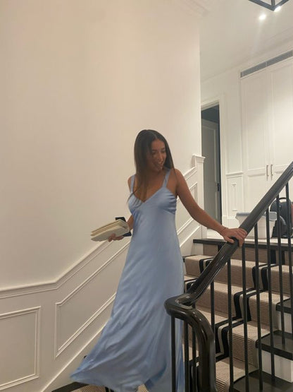 Sexy Light Blue Long Prom Dresses Evening Gown