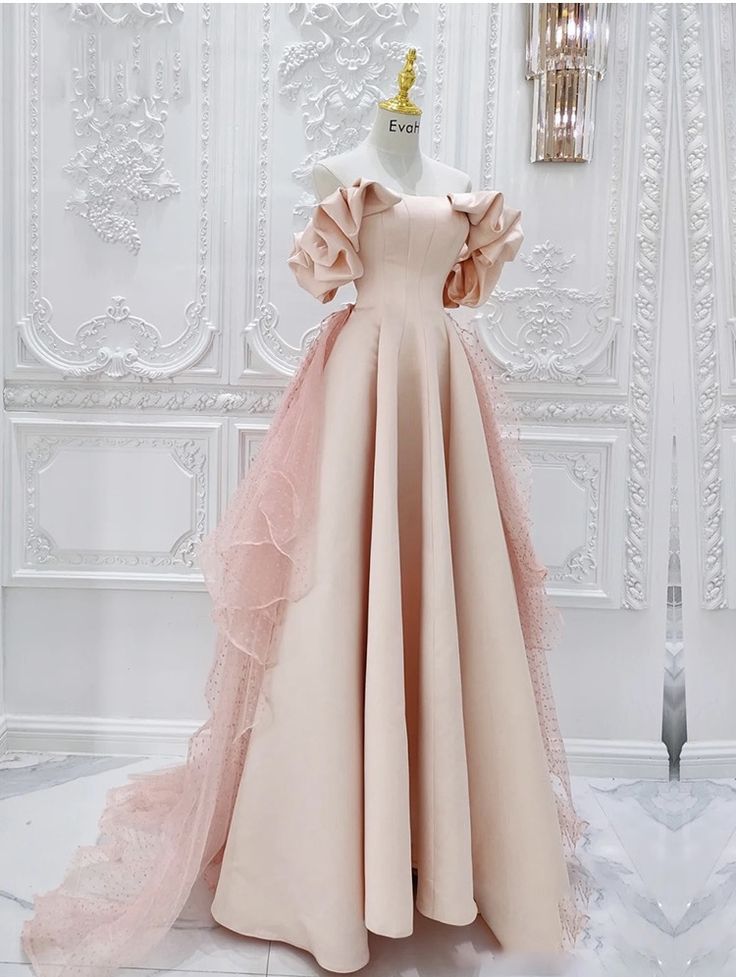 Unique Pink bridal gown strapless prom dress custom made