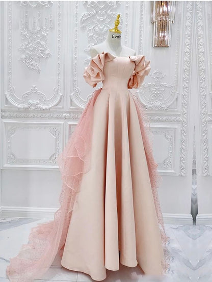 Unique Pink bridal gown strapless prom dress custom made