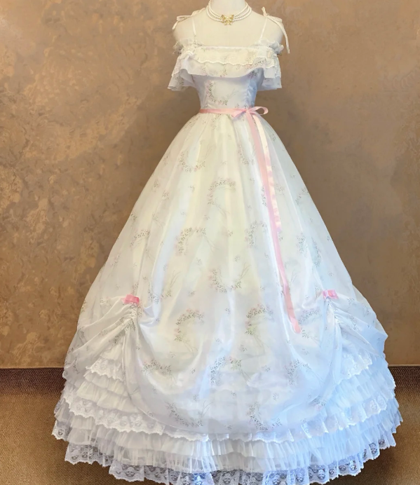 White Sweet 16 Birthday Ball Gown Lace Cute Prom Party Dress