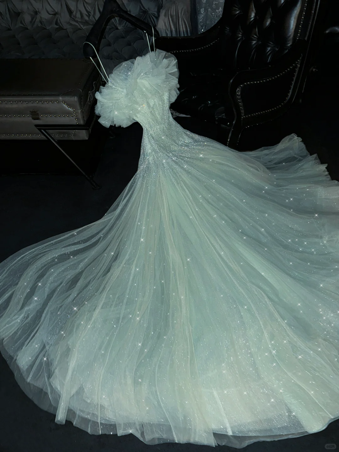 Glamorous Mint Green Sparkle Tulle Sequined Ruffled Formal Formal Evening Gown TP5400