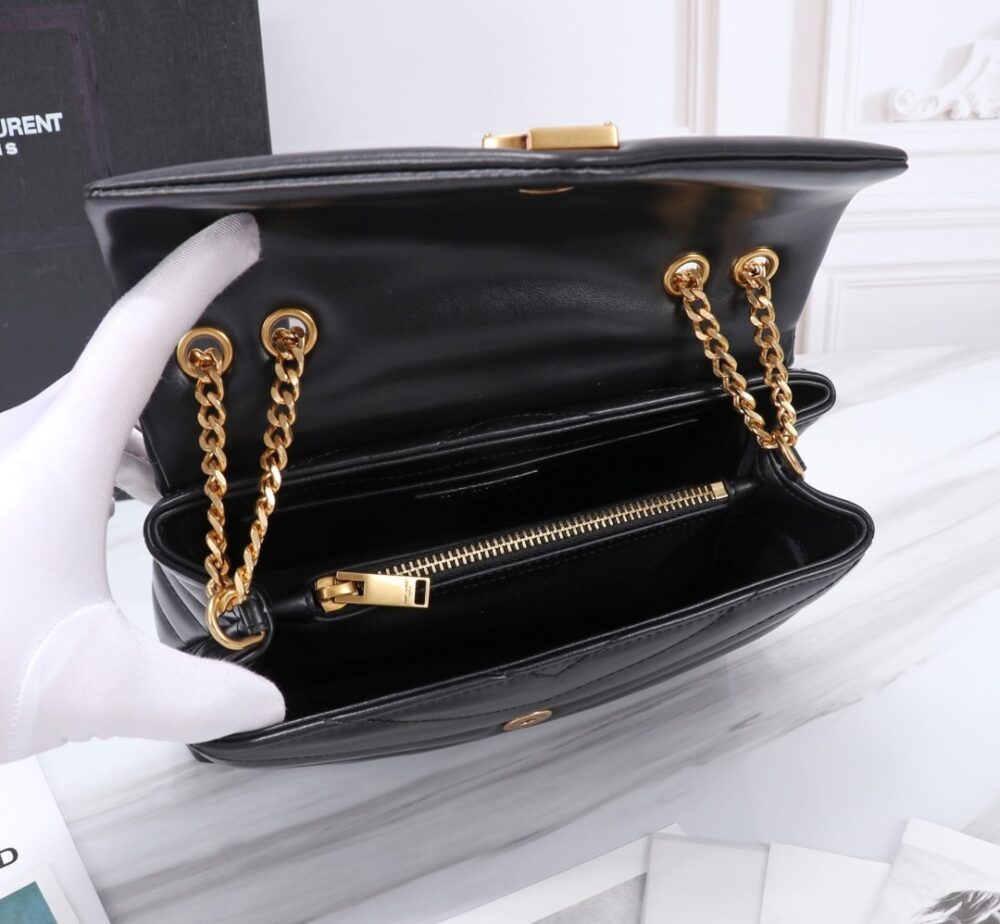 Saint Laurent Loulou Small Chain Bag In Matelassé Y Black Gold 23Cm 494699DV7271000