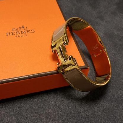 Hermes Clic H Wide Bracelet Gold & Beige