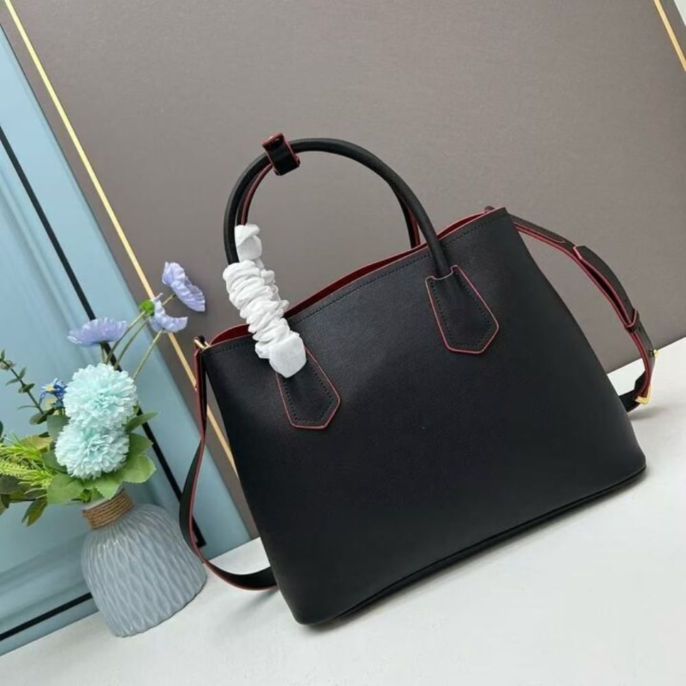 Prada Saffiano Cuir Double Small Tote Bag Black 30Cm