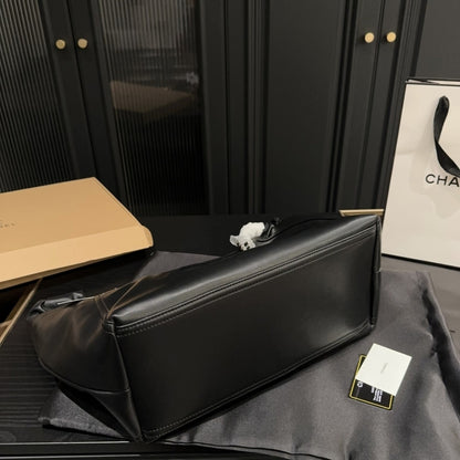 Chanel Large Hobo Bag Black Leather Chain Strap 36Cm