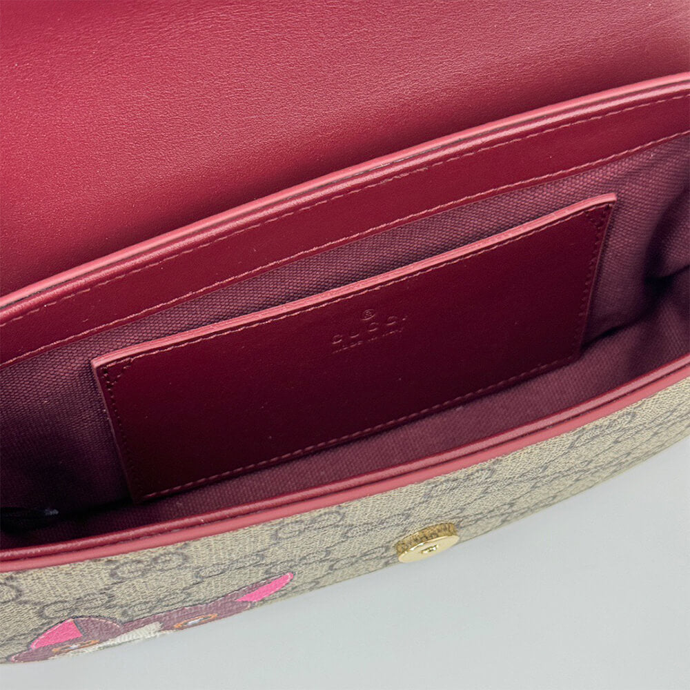 GG Supreme Monogram Cat Print Mini Shoulder Bag(HIGH-END GRADE)