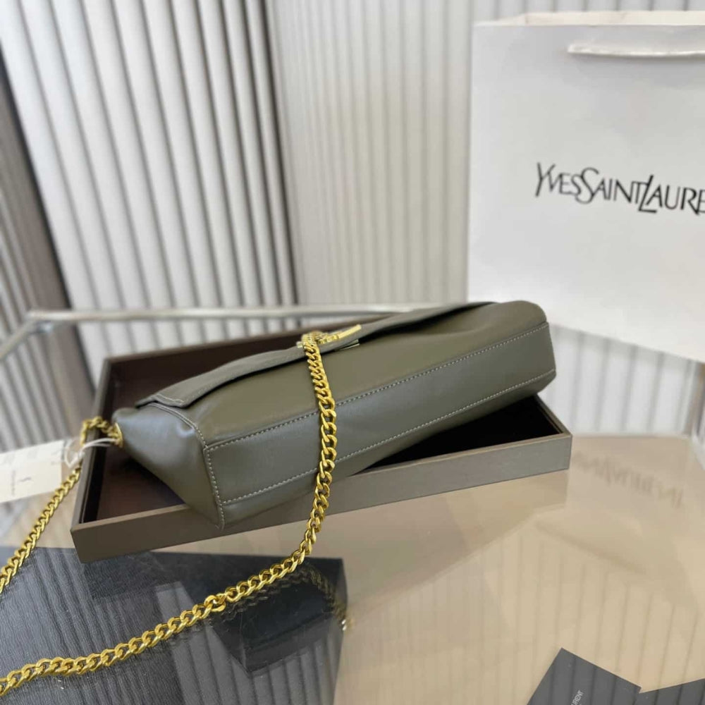 Saint Laurent Kate Medium Chain Bag In Grain De Poundre Khaki 28Cm 364021BOW0W1229
