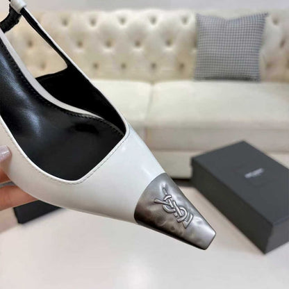 YSL JEANNE slingback pumps in glazed leather