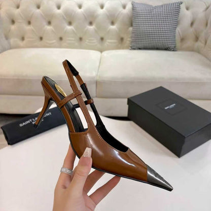 YSL JEANNE slingback pumps in glazed leather