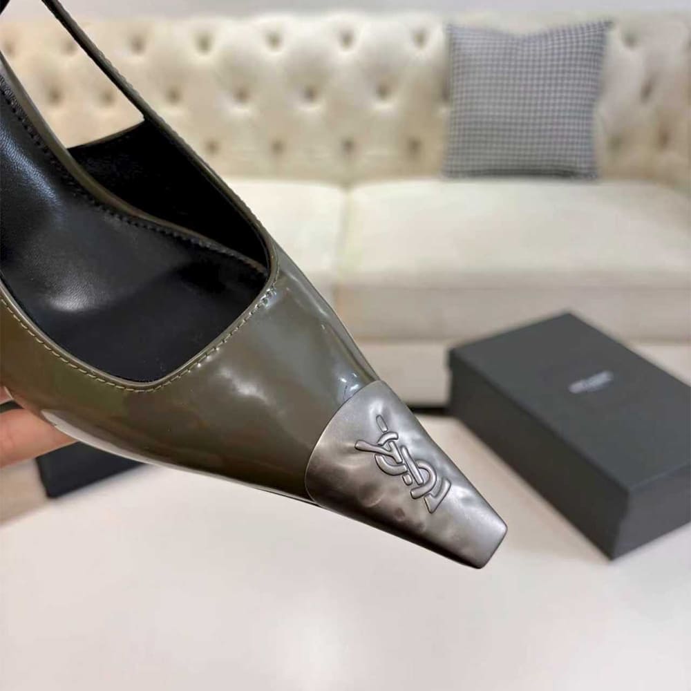 YSL JEANNE slingback pumps in glazed leather