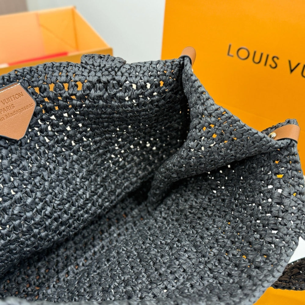 Louis Vuitton Onthego MM Raffia Black 37Cm