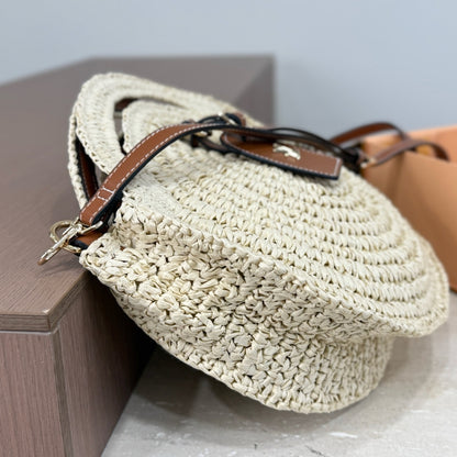Louis Vuitton Around Me Shoulder Bag Raffia White 28Cm M25243