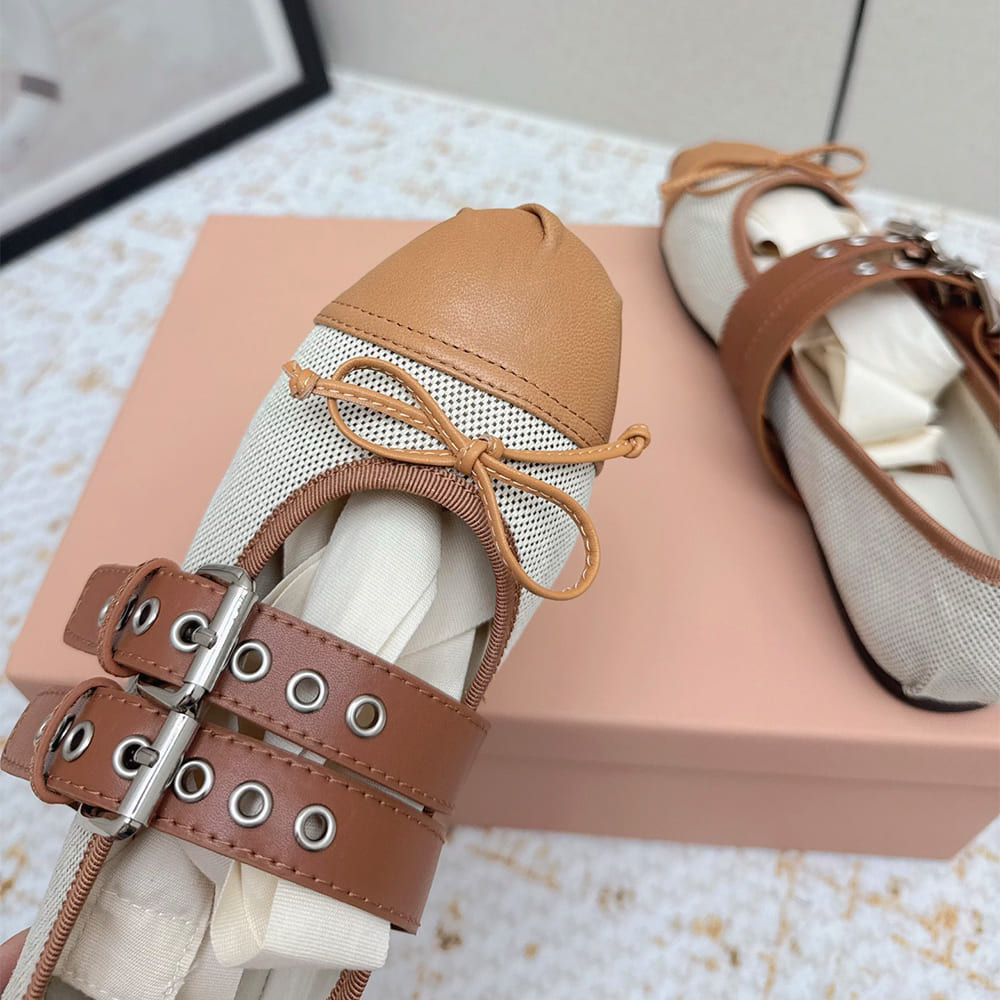 MIUMIU Canvas and leather ballerinas 360811