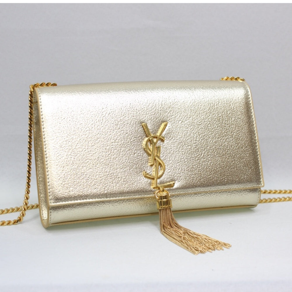 Saint Laurent Kate Chain Wallet With Tassel Yellow Copper 26cm