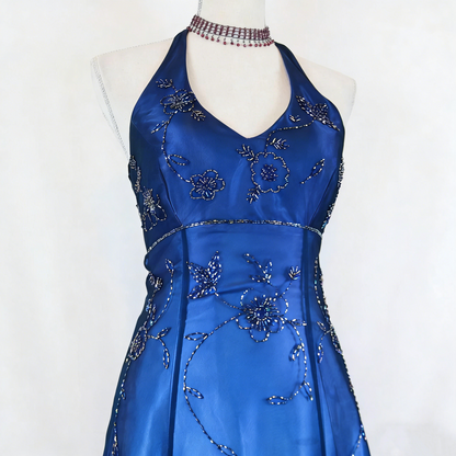 Purple Vintage Fashion Ombre Beaded Empire Waist Halter Long Elegant Prom Gown Evening Gown Party Dress gh3603