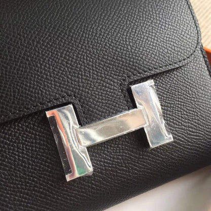Hermes Constance Slim Wallet Noir 12Cm H082060CK89