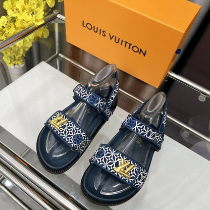 LOUIS VUITTON LV SUNSET FLAT COMFORT SANDAL NAVY BLUE 1AHNKD