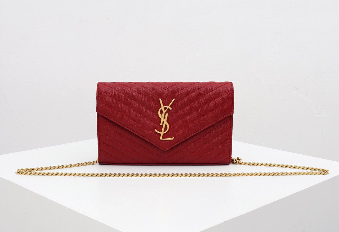 Saint Laurent YSL Red Chain Wallet