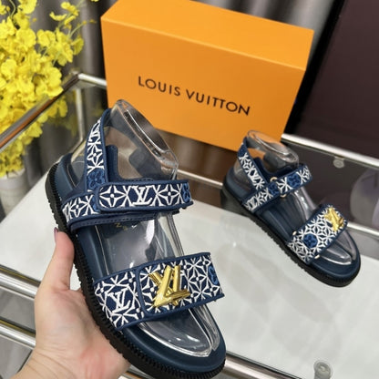 LOUIS VUITTON LV SUNSET FLAT COMFORT SANDAL NAVY BLUE 1AHNKD
