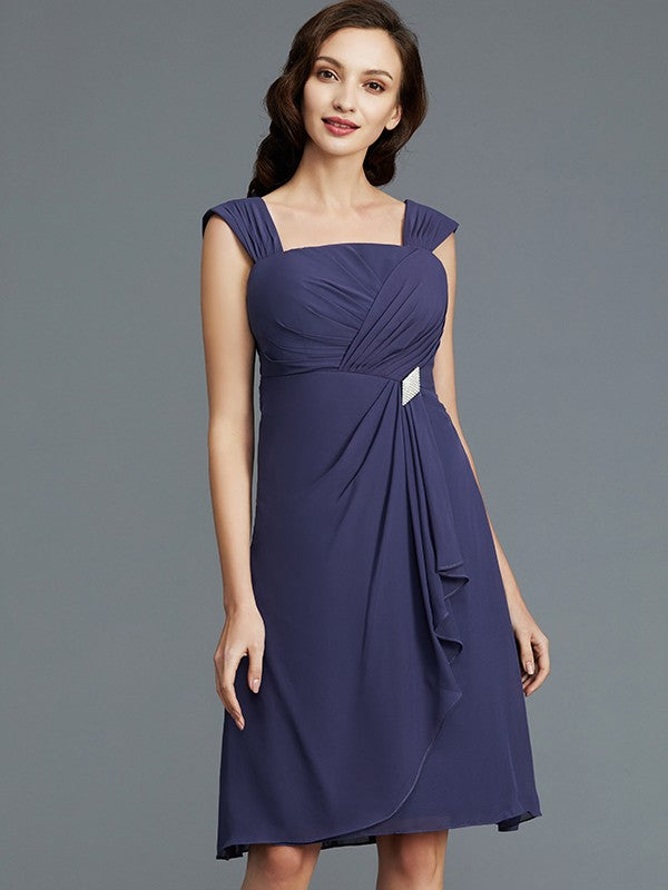 Sheath/Column Straps Chiffon Knee-Length Sleeveless Mother of the Bride Dresses