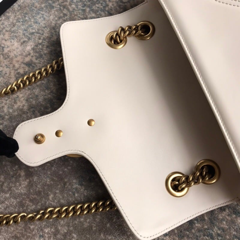 Gucci GG Marmont Mini Shoulder Bag White Matelassé 22Cm 446744 DTDIT 9022