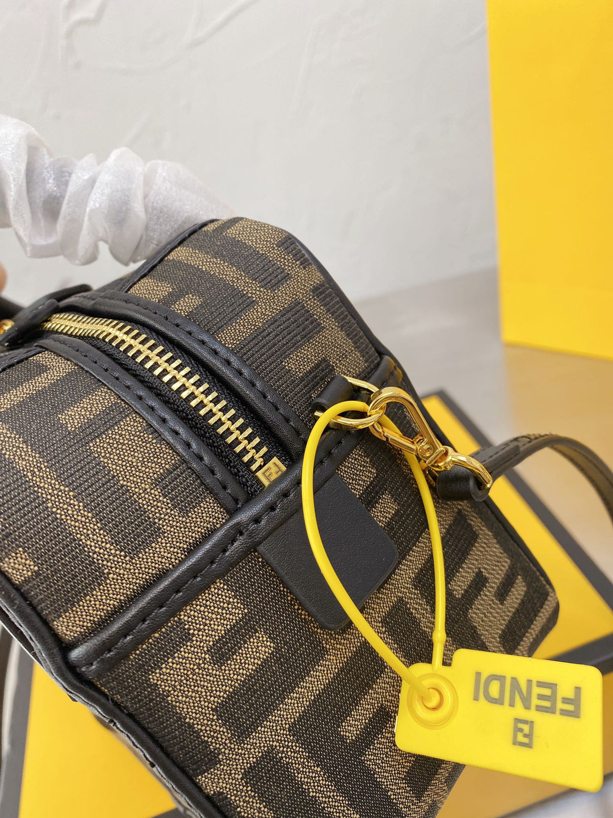 FENDI Boston logo detailed mini bowling bag