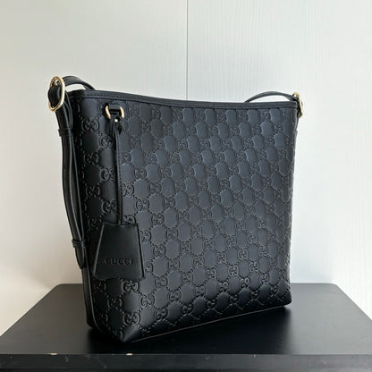 Gucci Gg Emblem Small Shoulder Bag In Black Gg  26Cm