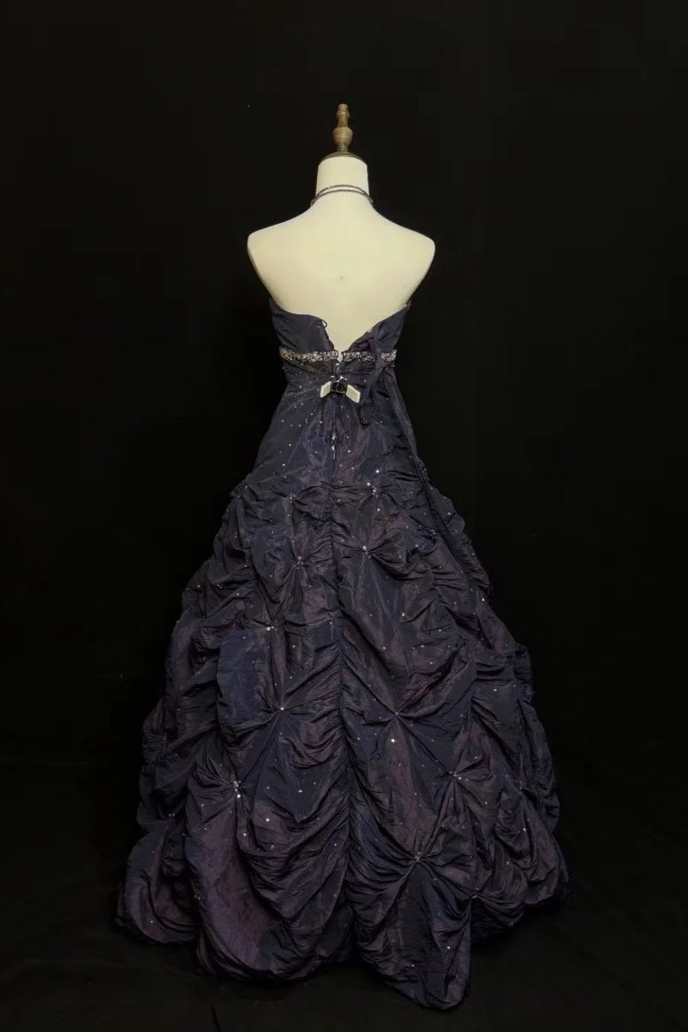 girlhomeshops-Purple Night Starry Sky Long Satin Ball Gown gh6294
