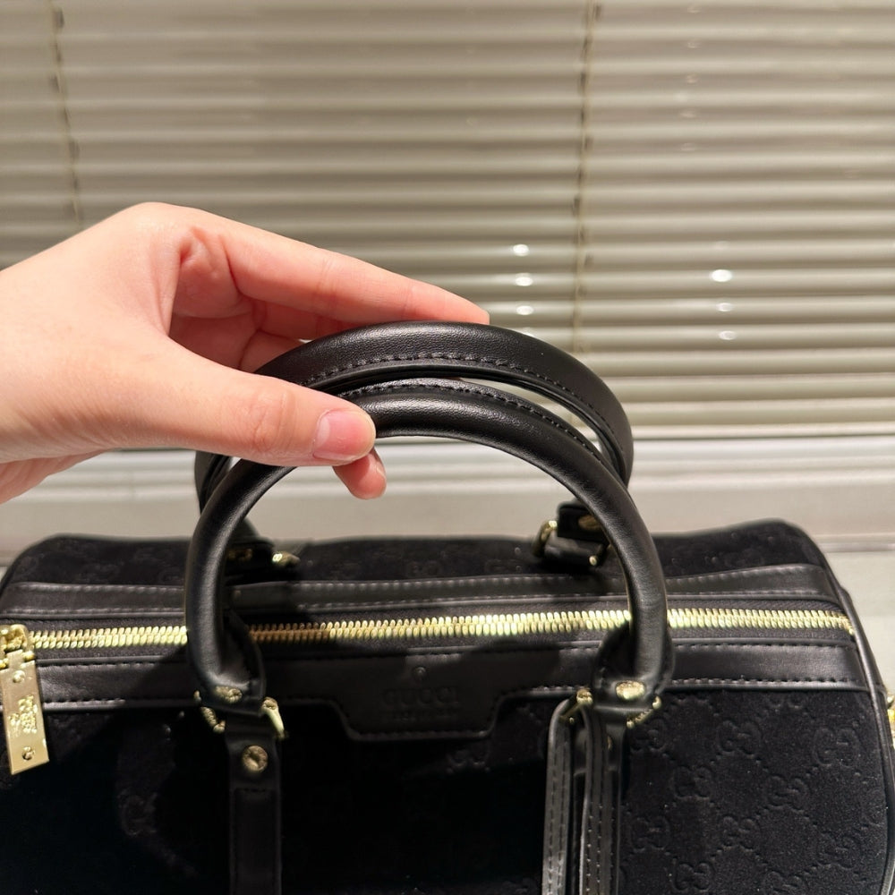 Gucci Small Jumbo GG Canvas Duffle Bag Black 30Cm