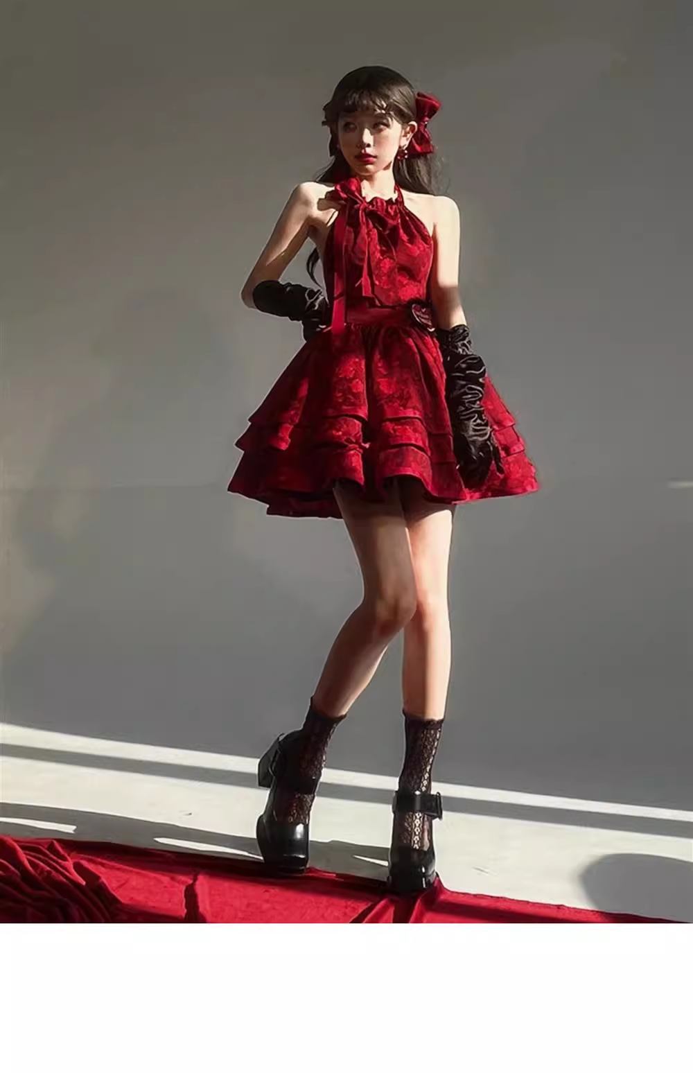 Cute Ball Gown Halter Burgundy Lace Short Cocktail Dresses Birthday Outfits
