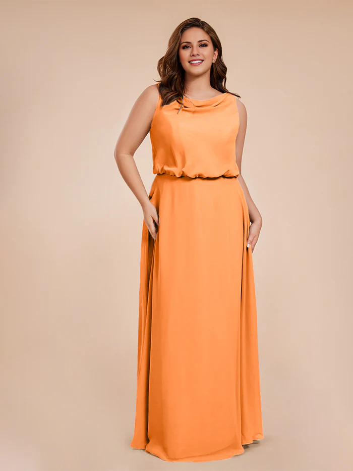 Wind neck chiffon plus size and floor length bride dresses