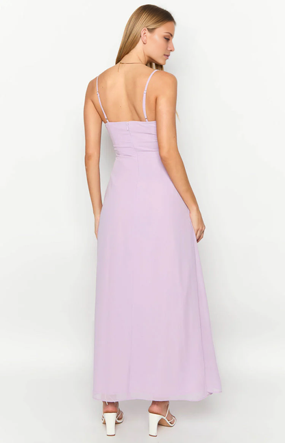 - Square neckline sleeveless thin shoulder strap back zipper Maxi length prom dress