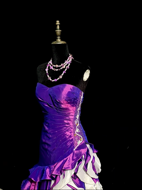 Purple strapless fitted waist long elegant ball gown R8675