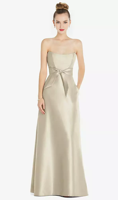 Mini waist belt Basque collar strapless satin Prom dress